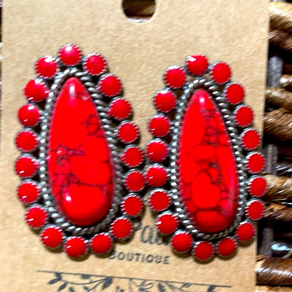 Red Statement Stud earrings